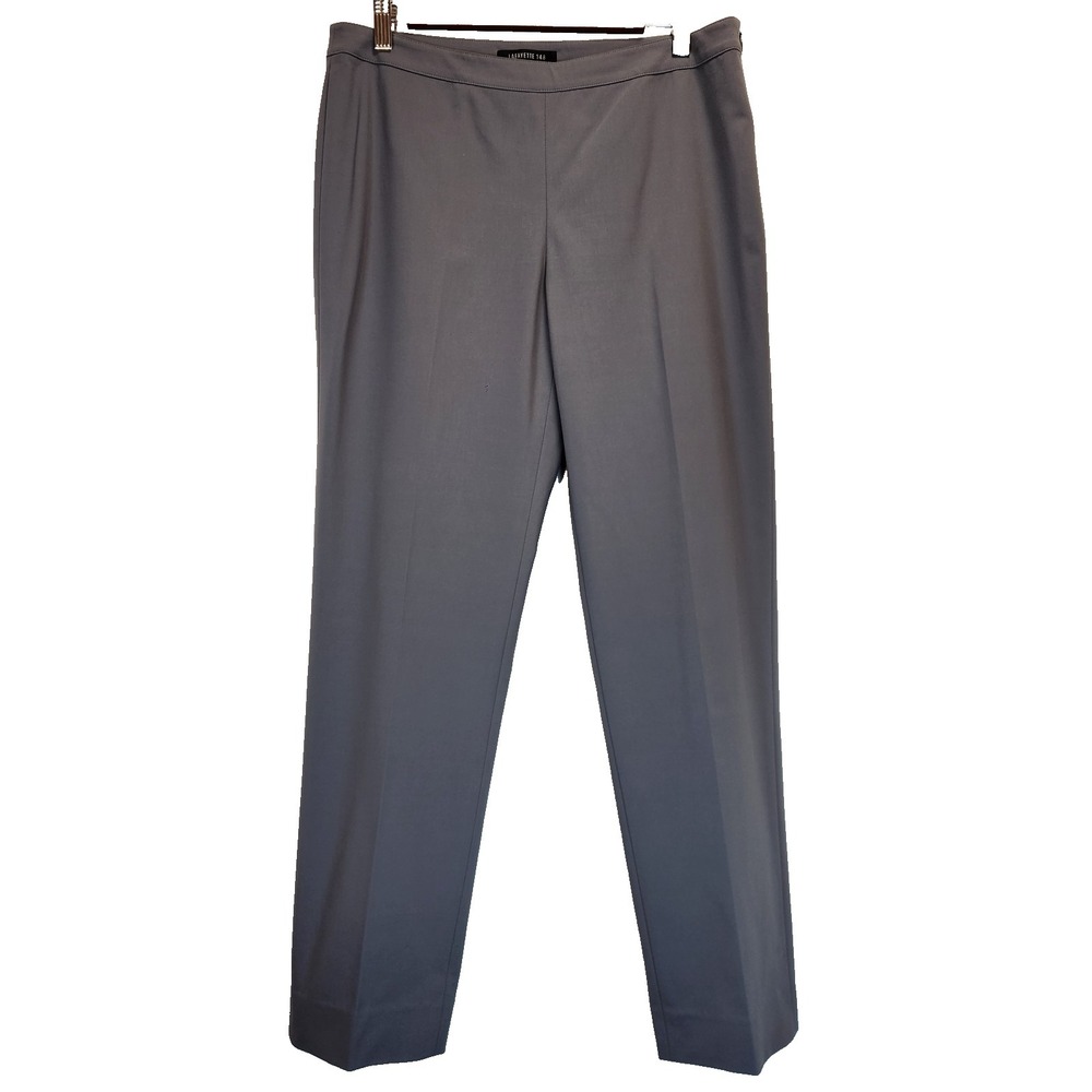 Lafayette 148 Bleecker Fit Women Size 8 Stretch Side Zip Dress Trouser Pant Gray
